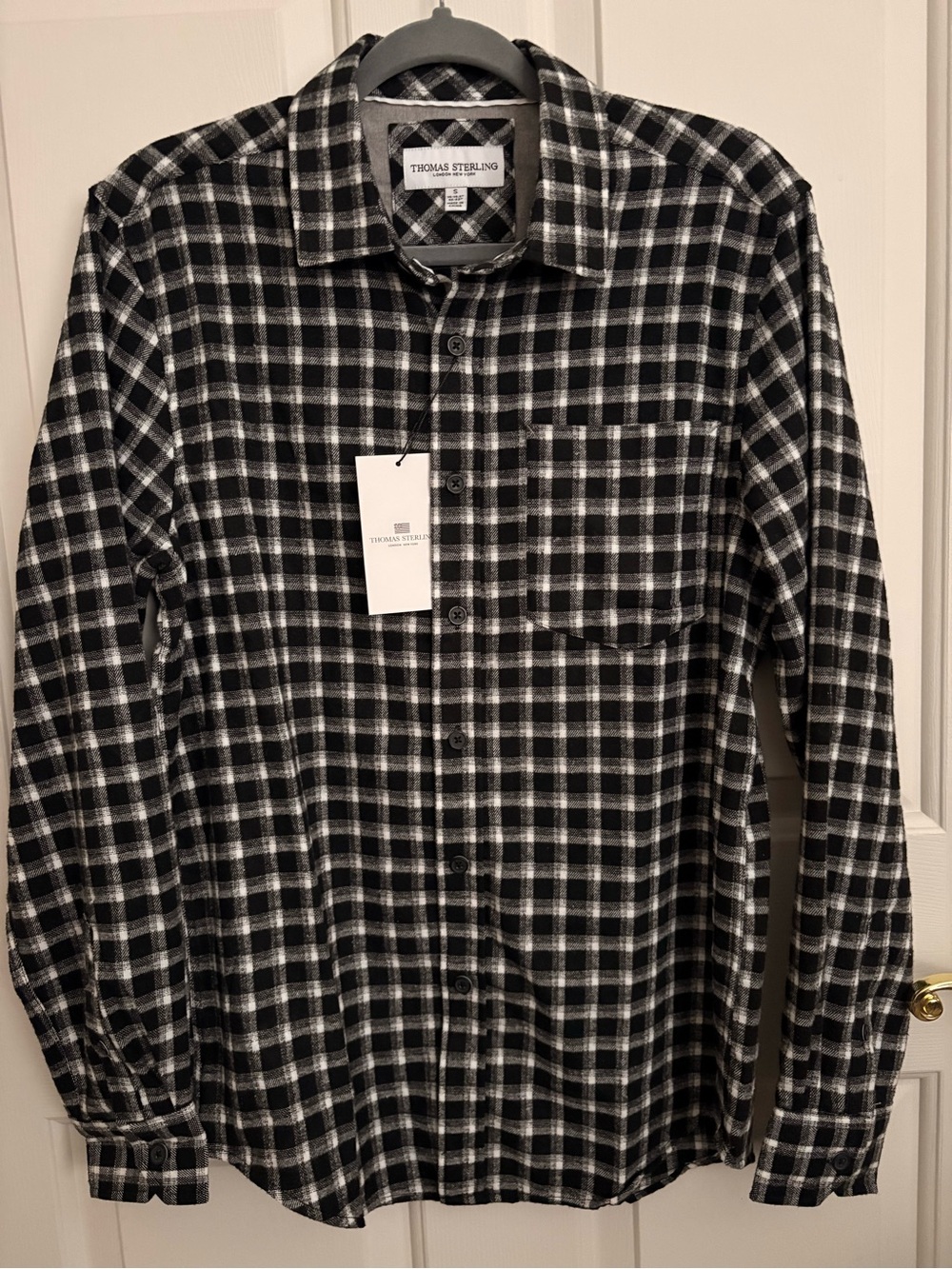 Black & White Plaid Button-Down Shirt Thomas Sterling